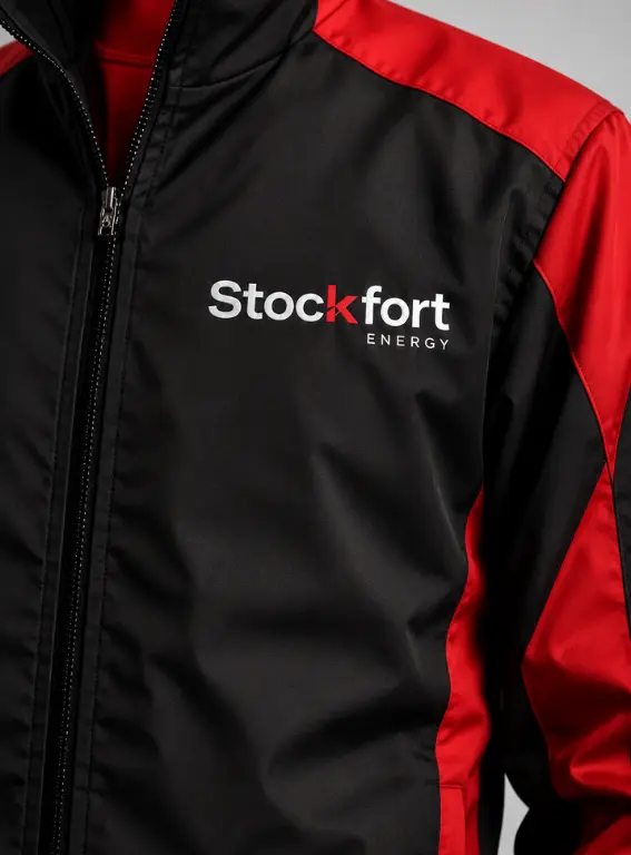 Detalle de la chaqueta con la marca Stockfort Energy